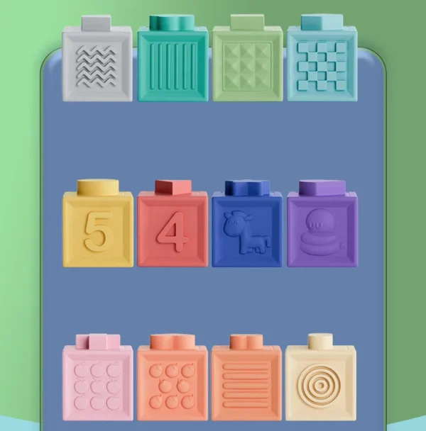 Baby blocks touch toys soft cubes for children montessori bebe kids Toy Building Blocks 3D Massage Rubber Vinyl bath Squeeze Toy - Image 4