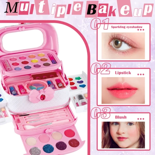 Kids Washable Makeup Girl Toys - Kids Makeup Kit for Girl, Real Make Up Set, Little Girls Makeup Kit for Toddler Kid Children Pr - Image 5