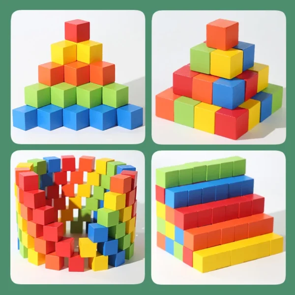 50Pcs/Set 2*2*2cm Colorful Wooden Cube Building Blocks Toy for Kids Educational Toys Squares Stack High Game Brick Gift for Kids - Image 3