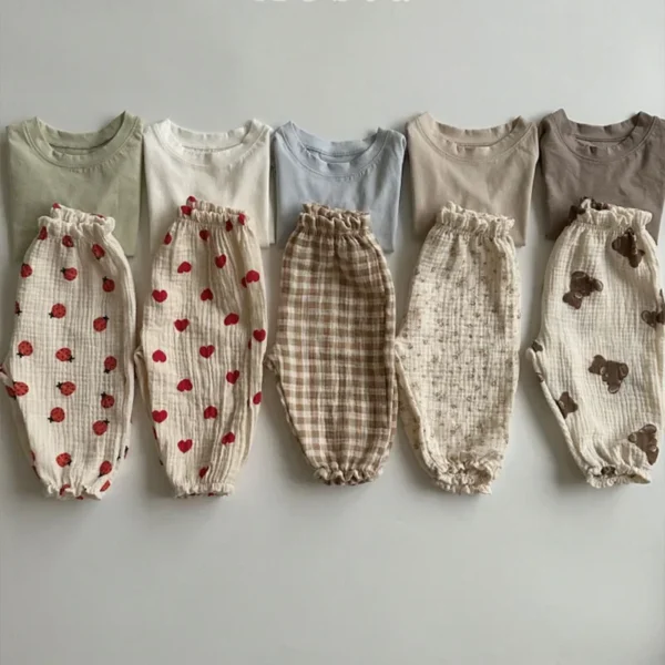Organic Cotton Baby Pants Newborn Toddlers Autumn Spring Summer Winter Cute Print Soft Muslin Clothes Pants Pantalons Capris - Image 2