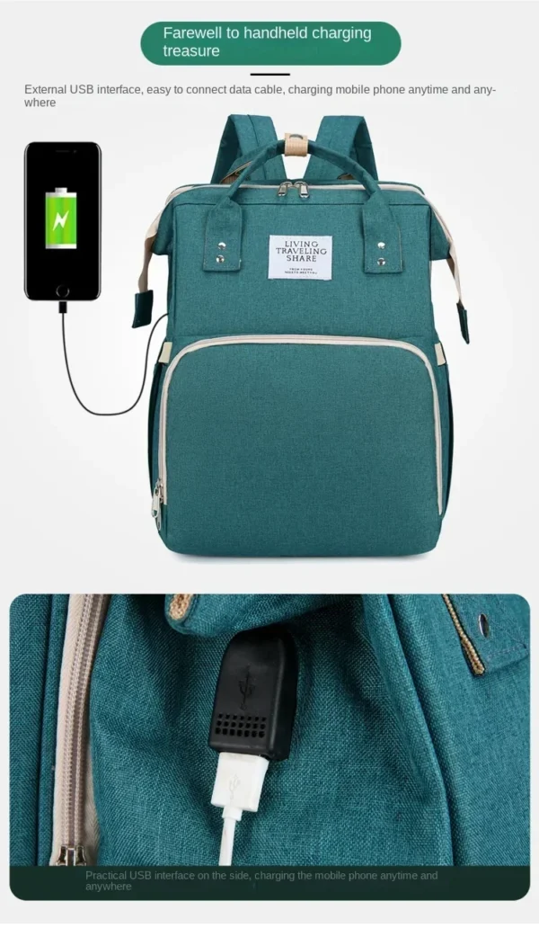 Large capacity foldable mommy bag New fashionable backpack for mothers with children Mother and baby bag foldable crib - Image 4