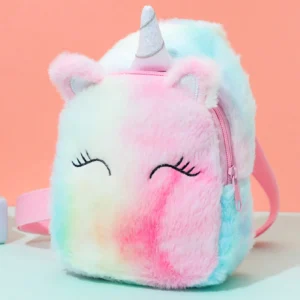 1 Pc Girls Cute Cartoon Plush Unicorn Children'S Chest Bag Shoulder Crossbody Bag, Colorful Plush Storage Bag For Daily