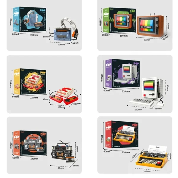 DIY Retro Electrical Appliances Furniture TV Computer Tape Walkman Play Game Consoles Radio Building Blocks Model Brick Set Toys - Image 3