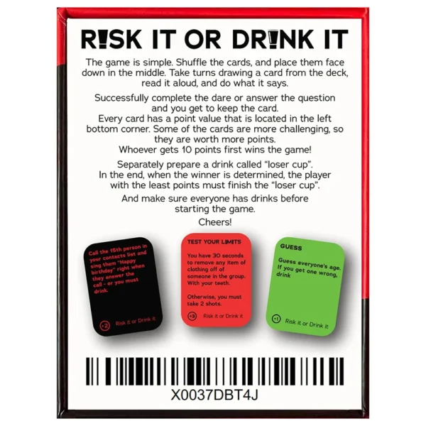 Risk It Or Drink It Fun Party Game For College Card Game Drinking Game Pregame Night Hilarious Dares Challenges Questions Adult - Image 4