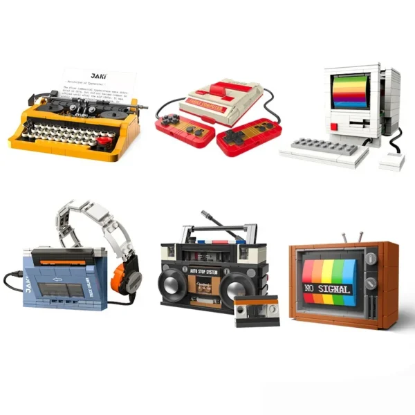 DIY Retro Electrical Appliances Furniture TV Computer Tape Walkman Play Game Consoles Radio Building Blocks Model Brick Set Toys - Image 6