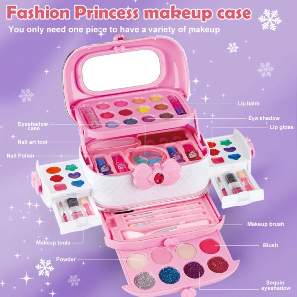 Kids Washable Makeup Girl Toys - Kids Makeup Kit for Girl, Real Make Up Set, Little Girls Makeup Kit for Toddler Kid Children Pr - Image 3
