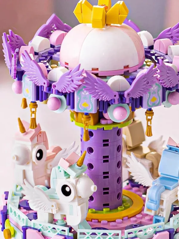 WLtoys 3001 874pcs Carousel Music Box Building Blocks Home Decoration Anime Creative Gift Toys For Kids Adults - Image 6