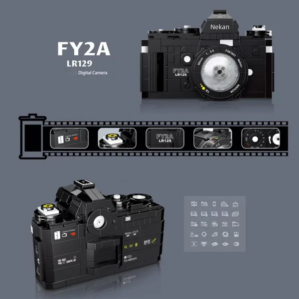 KNEW BUILT Classic Digital Camera Model Mini Brick Toys for Boys Adult Assembly Design Block Kits Classical Collection Projector - Image 4