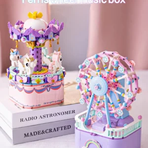 WLtoys 3001 874pcs Carousel Music Box Building Blocks Home Decoration Anime Creative Gift Toys For Kids Adults