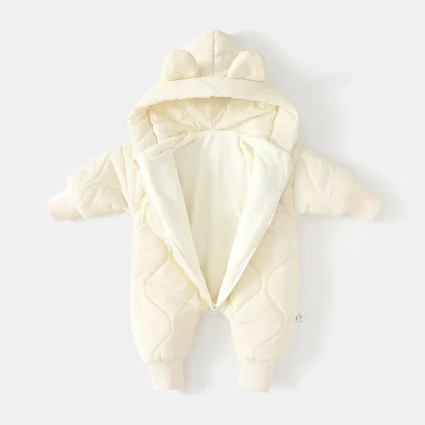 ﻿ Winter Baby Outwear Clothing Fur Lining Warm Thick Toddler Girl's Boy's Rompers Cartoon Bear Infant Jumpsuit - Image 3