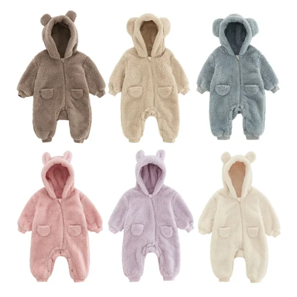 0-2Y Newborn Baby Rompers Spring Autumn Warm Fleece Baby Boys Costume Baby Girls Clothing Animal Overall Baby Outwear Jumpsuits - Image 2