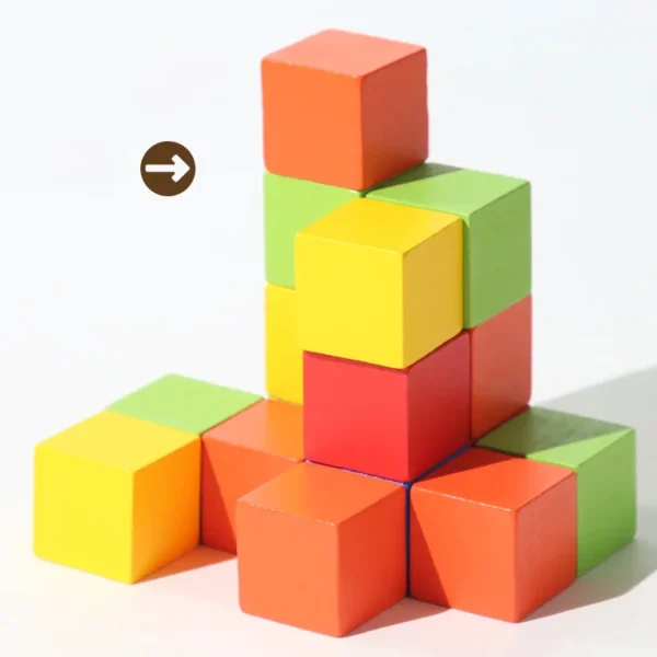 50Pcs/Set 2*2*2cm Colorful Wooden Cube Building Blocks Toy for Kids Educational Toys Squares Stack High Game Brick Gift for Kids - Image 4
