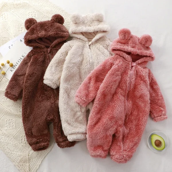 Winter Baby Clothes Cute Cartoon Bear Baby Rompers Pajamas Cotton Infant Boy Girls Animal Costume Zipper Jumpsuit 0-24 Months - Image 2