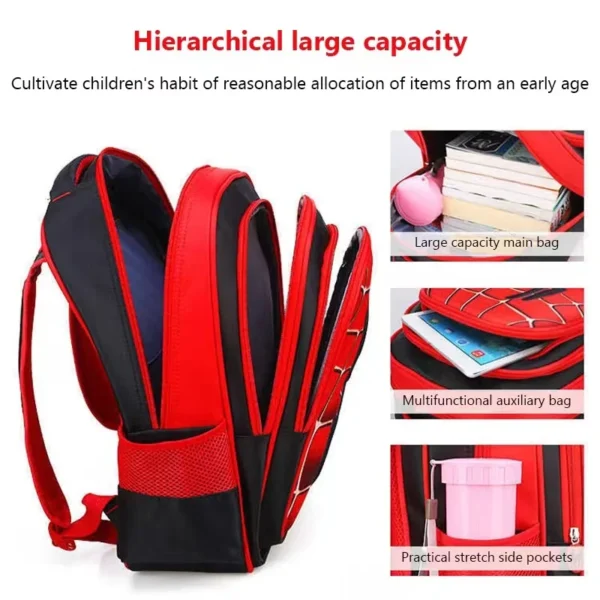 3D three-dimensional cartoon spider schoolbag set of children's schoolbag cute boys cartoon shoulder bag - Image 4