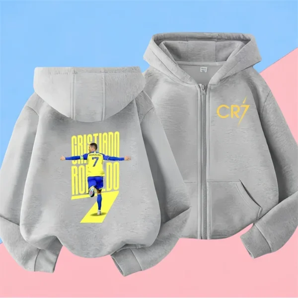 Ronaldo Sweatshirts for Baby CR7 Children Top Football Star Back to School Zipper Hoodie Children's Boy's Clothing Messi Boys - Image 5