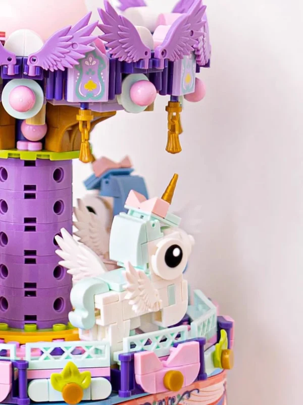 WLtoys 3001 874pcs Carousel Music Box Building Blocks Home Decoration Anime Creative Gift Toys For Kids Adults - Image 4