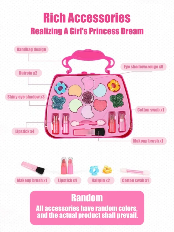 Children's beauty makeup bag toy for girl ,Kids Little handbag, princess washable, pretend toy, non-toxic and safe birthday gift - Image 2
