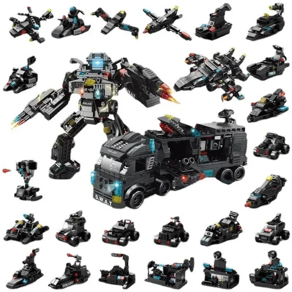Compatible with Lego 585Pcs City Police Station SWAT Truck Car Building Blocks DIY Toys for Boys Kids Gifts - Image 2