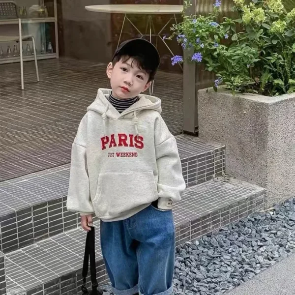 Korean Style Loose Letter Print Hooded Newborn Baby Hoodies Long Sleeve Autumn Winter Infant Sweatshirt for Boys Girls - Image 3