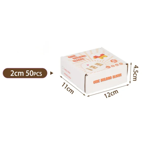 50Pcs/Set 2*2*2cm Colorful Wooden Cube Building Blocks Toy for Kids Educational Toys Squares Stack High Game Brick Gift for Kids - Image 6