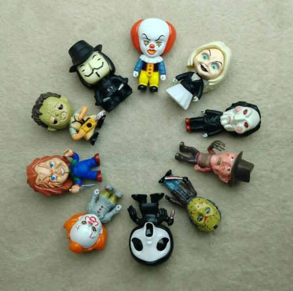 10pcs/set High Quality Horror Movie Characters V for Vendetta Chucky Freddy Jason Scary Saw PVC Action Figures Toys - Image 2
