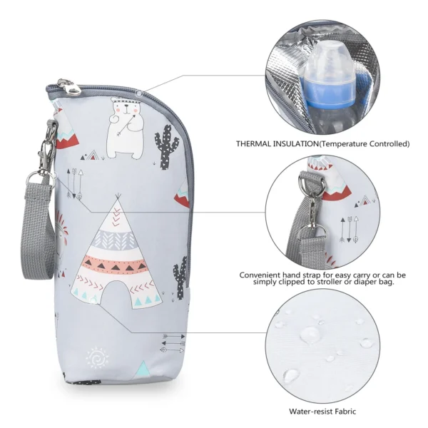 Baby Bottle Bag Portable Mother Feeding Bottle Warmer Baby Feeding Aluminum Mold Insulation Outing Stroller Hanging Bag - Image 4