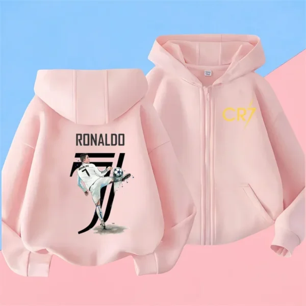 Ronaldo Sweatshirts for Baby CR7 Children Top Football Star Back to School Zipper Hoodie Children's Boy's Clothing Messi Boys - Image 6