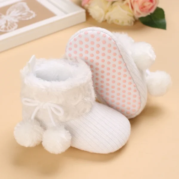 Winter Snow Boots For Newborn Baby Girls Booties Keep Warm Plush Inside Anti-slip Baby Infant Toddler Cute Soft Bottom Shoes - Image 3
