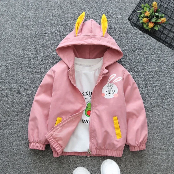 Cute Rabbit Baby Girls Jacket Spring Autumn Christmas Outerwear Hooded Casual Zipper Boys Coat 1 2 3 4 5 6 Years Kids Clothes - Image 2