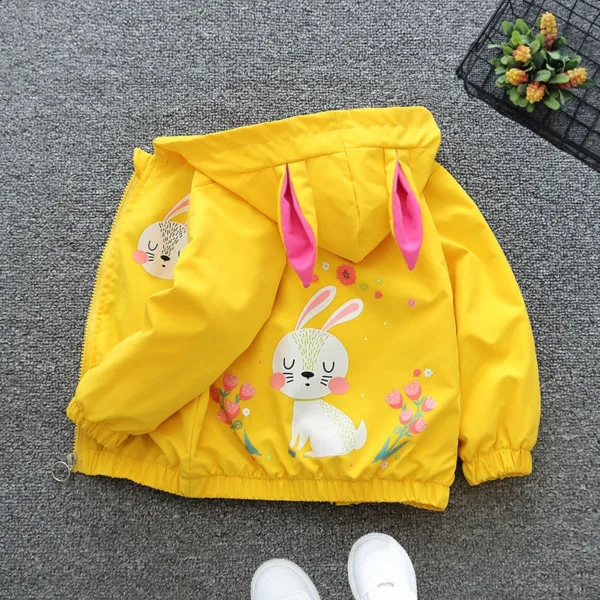 Cute Rabbit Baby Girls Jacket Spring Autumn Christmas Outerwear Hooded Casual Zipper Boys Coat 1 2 3 4 5 6 Years Kids Clothes - Image 3