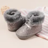 KIDSUN 2021 Winter New Baby Booties Boy Girl Boots Cotton Soft-Sole Non-Slip Warm Toddler First Walkers Infant Crib Shoes - Image 4