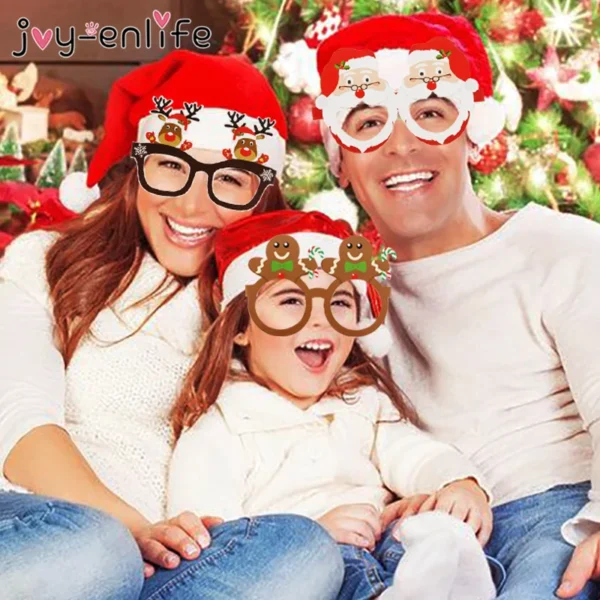9pcs 2024 Christmas Glasses Santa Claus Snowman Snowflake Tree Elk Paper Glasses Party Photo Props Christmas Decoration For Home - Image 5