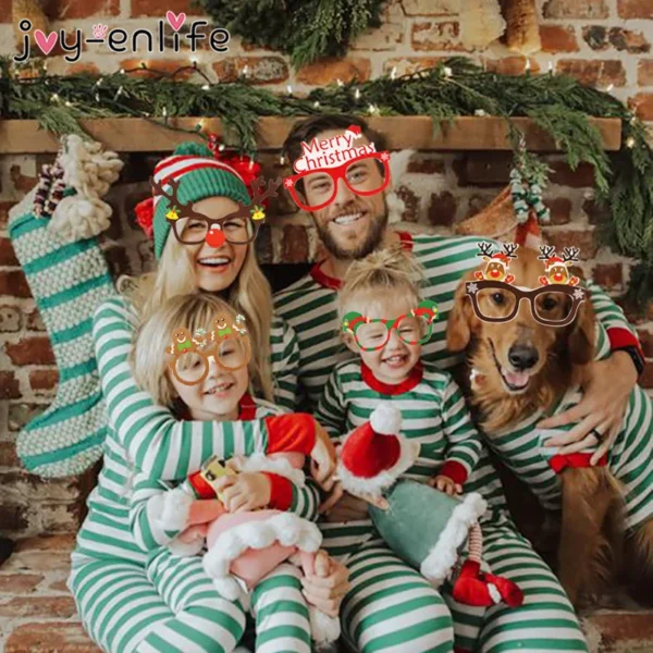 9pcs 2024 Christmas Glasses Santa Claus Snowman Snowflake Tree Elk Paper Glasses Party Photo Props Christmas Decoration For Home - Image 6