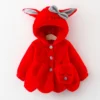 Baby Girl Clothes Cute Rabbit Ears Plush Baby Jacket Autumn Winter Warm Hooded Girls Coat Christmas Little Princess Outerwear - Image 3