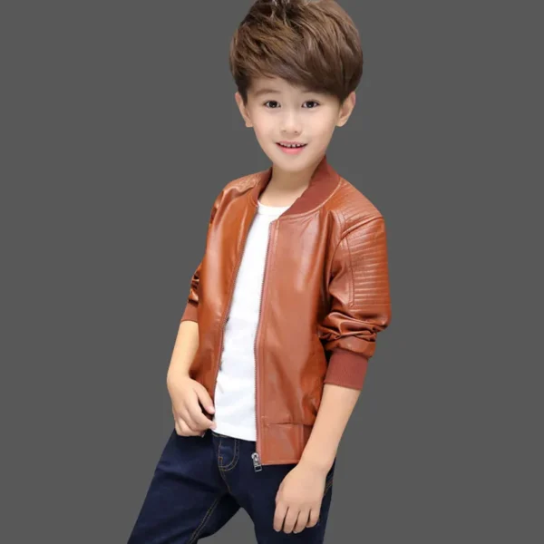 Boys Coats Autumn Winter Fashion Children's Plus Velvet / No Velvet Two styles Warming Cotton PU Leather Jacket For 1-11Y Kids - Image 5