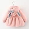 Baby Girl Clothes Cute Rabbit Ears Plush Baby Jacket Autumn Winter Warm Hooded Girls Coat Christmas Little Princess Outerwear - Image 4