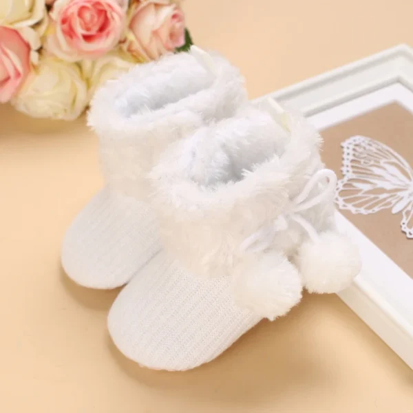 Winter Snow Boots For Newborn Baby Girls Booties Keep Warm Plush Inside Anti-slip Baby Infant Toddler Cute Soft Bottom Shoes - Image 2