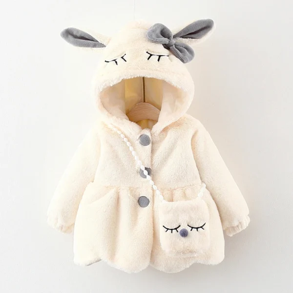 Baby Girl Clothes Cute Rabbit Ears Plush Baby Jacket Autumn Winter Warm Hooded Girls Coat Christmas Little Princess Outerwear