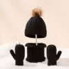 3pcs/set Kids Winter Hat Scarf Mittens Set Toddler Knitted Girls Children Neck Warmer Boys Warm Gloves 0-36 Months - Image 5