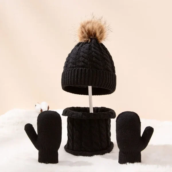 3pcs/set Kids Winter Hat Scarf Mittens Set Toddler Knitted Girls Children Neck Warmer Boys Warm Gloves 0-36 Months - Image 5