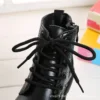 Boys Boots Girls Tide Boots Black Leather Classic Kids Ankle Boots Size 21-37 Cross-tied Zip Children's Tide Boots Soft Autumn - Image 6