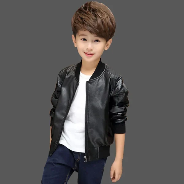 Boys Coats Autumn Winter Fashion Children's Plus Velvet / No Velvet Two styles Warming Cotton PU Leather Jacket For 1-11Y Kids - Image 6