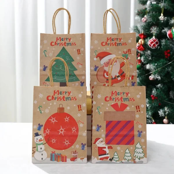 Christmas Kraft Paper Gift Bags Xmas Candy Cookies Gift Tote Bag Christmas Decoration 2024 for Home Navidad Noel New Year 2025 - Image 4
