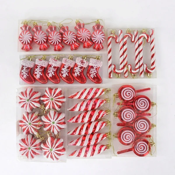 6Pcs Christmas Red Candy Crutch Lollipop Xmas Tree Hanging Pendant Ornaments 2024 New Year Gift Christmas Home Decoration 2023 - Image 4