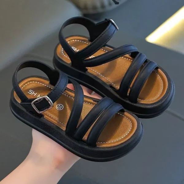 PEYOUR Trendy Cute Solid Color Open Toe Sandals For Girls, Breathable Lightweight Sandals For All Seasons - Image 2