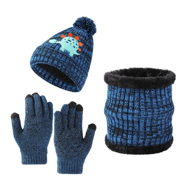 1-5Y Winter Thick Velve Warm Children Baby Knit Gloves Hat Scarf 3pcs Suit Outdoor Windproof Kids Muffler Cap Set for Boy Girl - Image 4