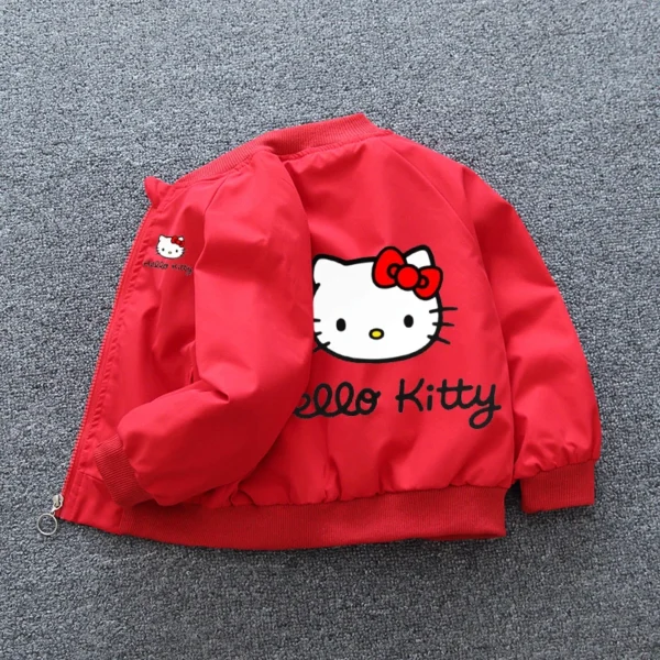 Sanrio Hello Kitty Girls Jacket Coats 2024 Spring Autumn Baby Kids Cartoon Long Sleeve Zipper Casual Outerwear Children Clothing - Image 5