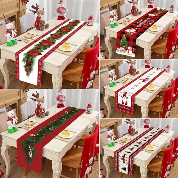 Christmas Table Runner Cloth Merry Christmas Table Decor for Home 2024 Tablecloth Xmas Ornament Navidad Natal New Year Gift 2025 - Image 2