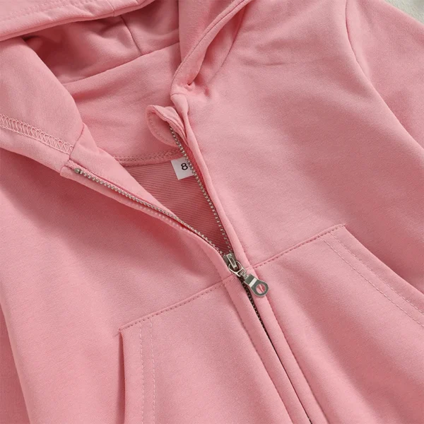 Solid Casual Zip Up Hooded Coat For Toddler Boys Girls Hoodies Jacket Long Sleeve Kids Coat Fall Winter Clothes Outerwear - Image 5