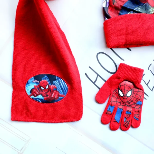 New Autumn Winter Children Hat SpiderMan Red Halloween Cartoon Scarf Hat Glove Warm knitted hat Boy Girl Cap Child Christmas Hat - Image 4